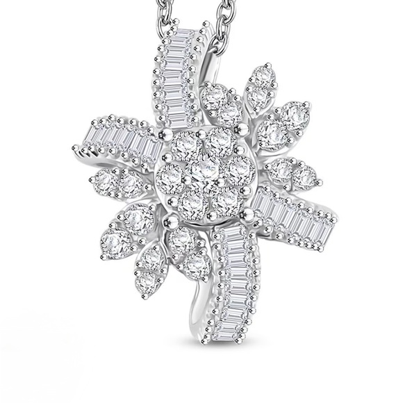 Moissanite 1.40 ctw Pendant Necklace in Platinum Over Sterling Silver 18 Inches